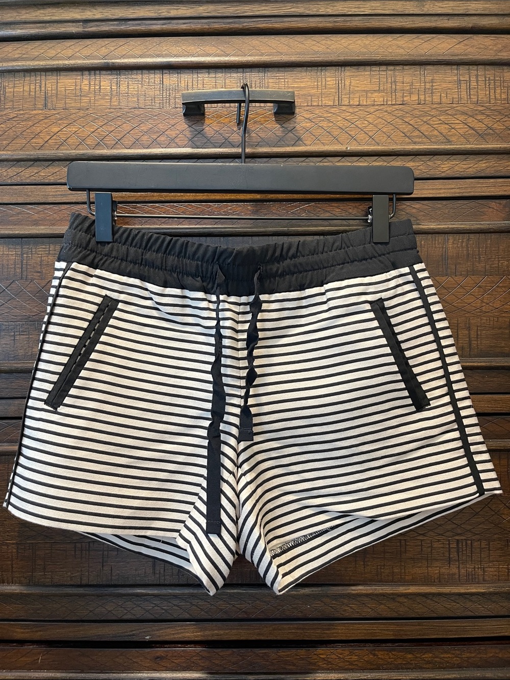 Black & White Striped Women's Drawstring Shorts